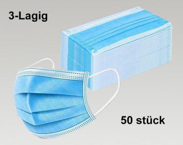 50x disposable nose-mouth protective mask 3 layers