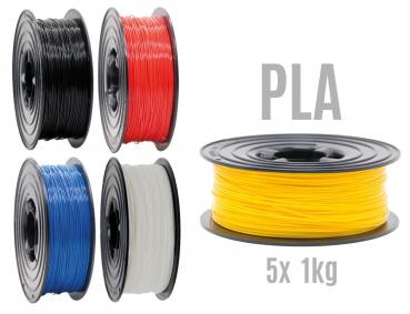 5er Set 5x PLA Filament Rolle 1kg 1,75mm 5 Farben für 3D Drucker oder Stift (5Kg)