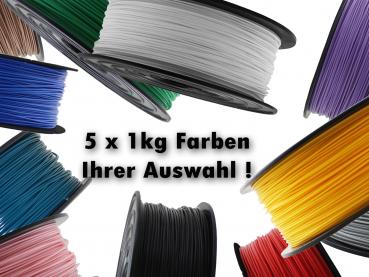 5x 1kg PLA 3D Drucker Filament mit eigener Farbauswahl zum Top Bundle Preis !