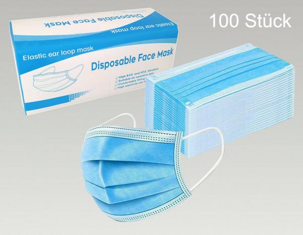 100x Mundschutz Maske Gesichtsmaske Filtermaske 3 Lagig Schutzmaske Atemschutz EINWEG